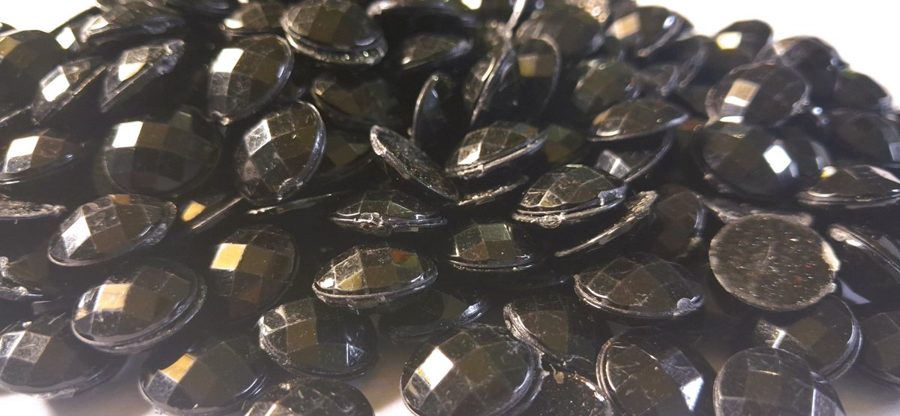 Hotfix epoxy stones - faceted round - Black 12 mm
