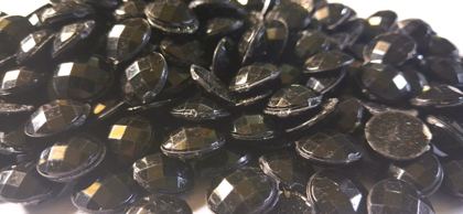 Hotfix epoxy stones - faceted round - Black 12 mm