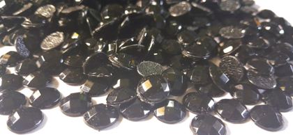 Hotfix epoxy stones - faceted round - Black 10 mm