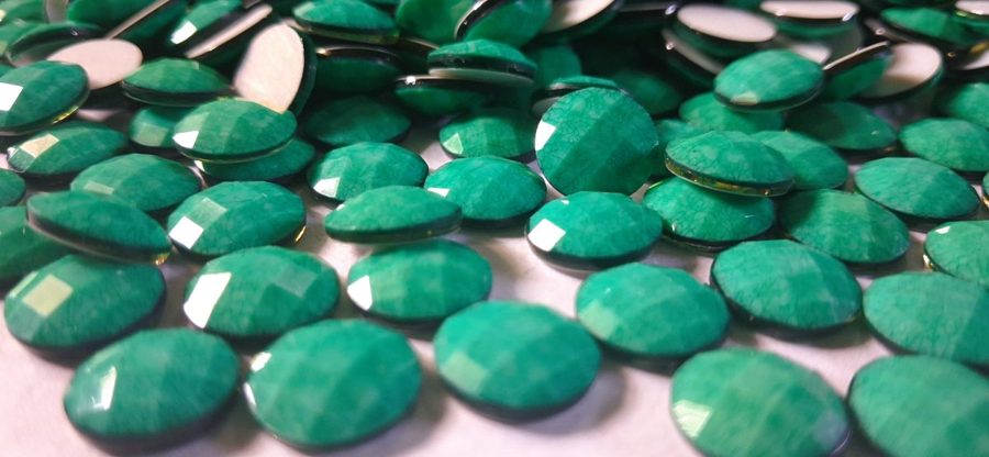 Hotfix epoxy stones - faceted round - Jade Green 10 mm