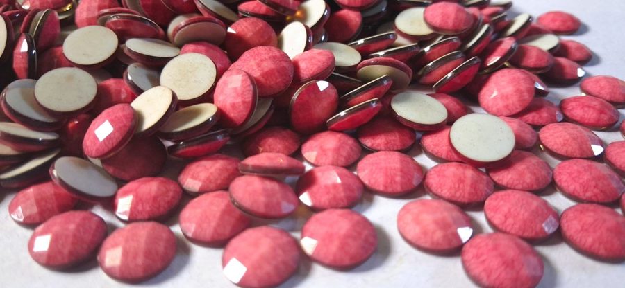 Hotfix epoxy stones - faceted round - Dark Pink 10 mm