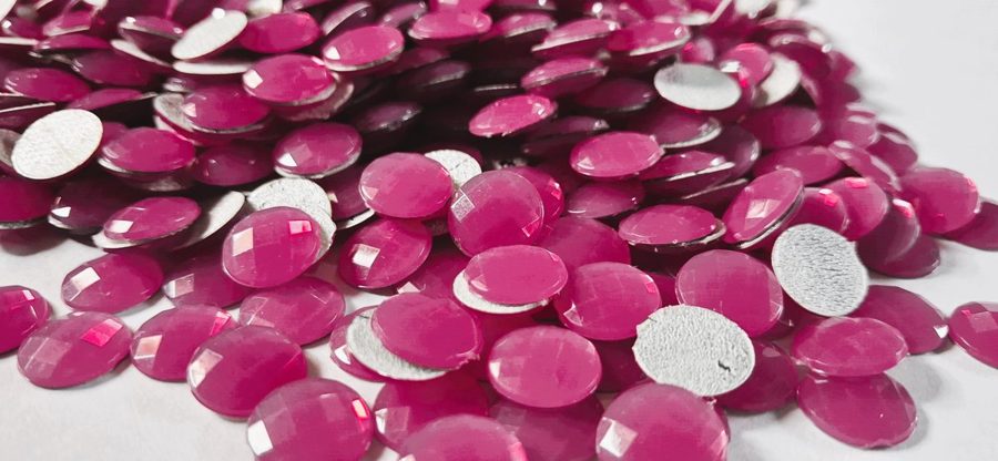 Hotfix epoxy stones - faceted round - F Pink 10 mm