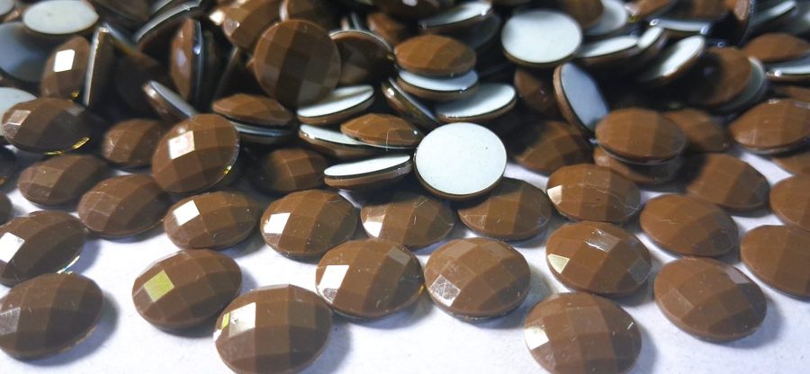 Hotfix epoxy stones - faceted round - Brown 10 mm