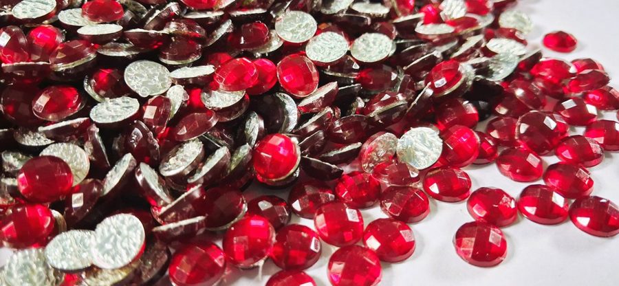 Hotfix epoxy stones - faceted round - Dark Red 8 mm