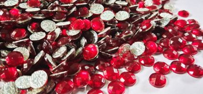 Hotfix epoxy stones - faceted round - Dark Red 8 mm