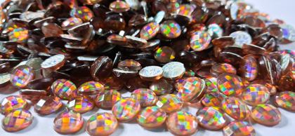 Hotfix epoxy stones - faceted round - Brown Sparkle 8 mm