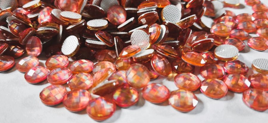 Hotfix epoxy stones - faceted round - Pink 8 mm