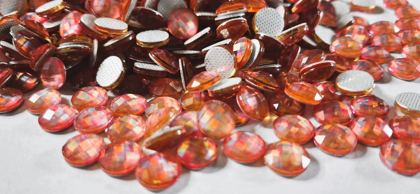 Hotfix epoxy stones - faceted round - Pink 8 mm