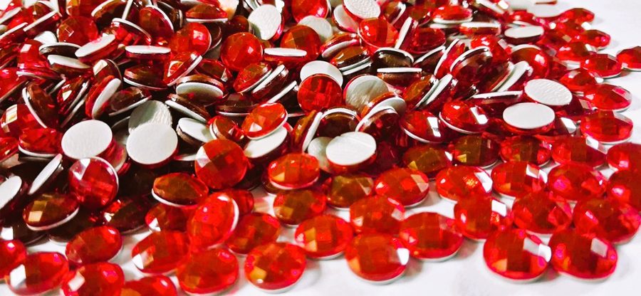 Hotfix epoxy stones - faceted round - Red 8 mm