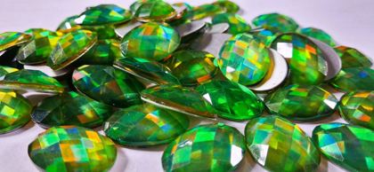 Hotfix epoxy stones - faceted oval - Green 353 25 mm