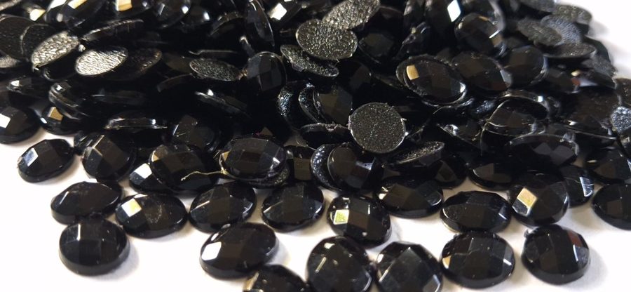 Hotfix epoxy stones - faceted oval - Black 309 8 mm