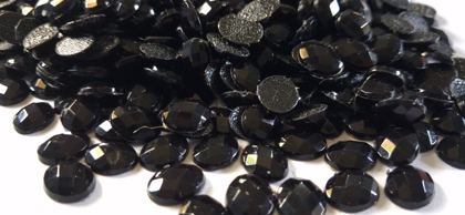 Hotfix epoxy stones - faceted oval - Black 309 8 mm