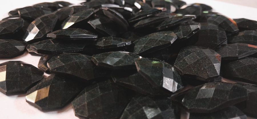 Hotfix epoxy stones - faceted square - Black 309 25 mm