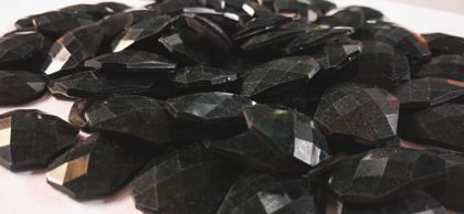 Hotfix epoxy stones - faceted square - Black 309 25 mm