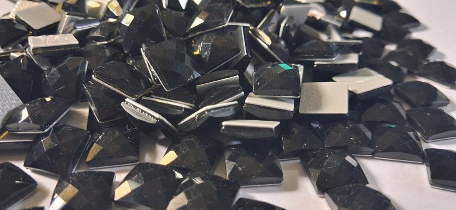Hotfix epoxy stones - faceted square - Black 10 mm