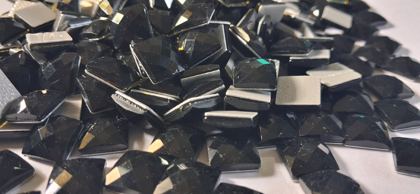 Hotfix epoxy stones - faceted square - Black 10 mm