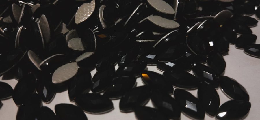 Hotfix epoxy stones - faceted cats eye - Black 5 mm
