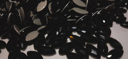 Hotfix epoxy stones - faceted cats eye - Black 5 mm
