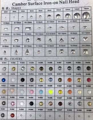 Hotfix nailhead studs colour card