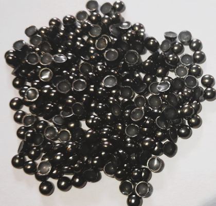 Hotfix zinc alloy convex studs - round - Hematite 4 mm
