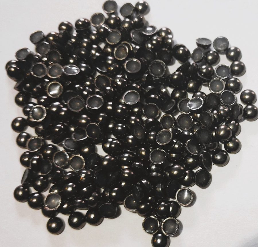 Hotfix zinc alloy convex studs - round - Hematite 5 mm