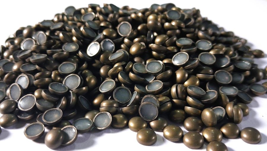 Hotfix zinc alloy convex studs - round - Antique Gold 6 mm