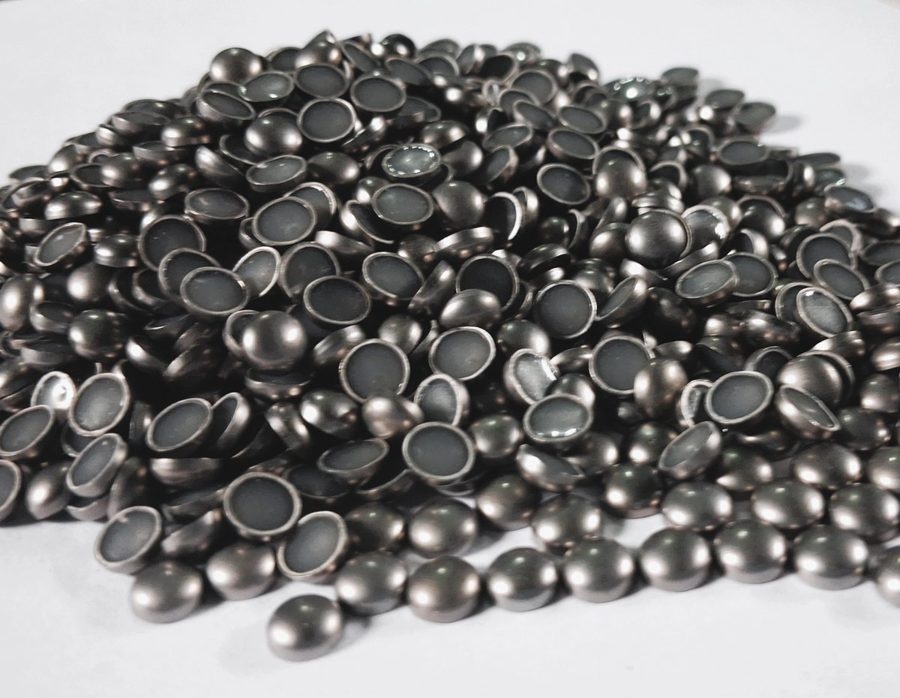 Hotfix zinc alloy convex studs - round - Antique Silver 6 mm