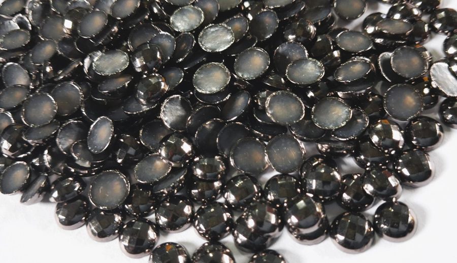 Hotfix zinc alloy convex studs - round - Black 6 mm