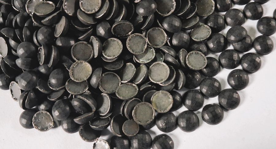 Hotfix zinc alloy convex studs - round - Matte Black 6 mm