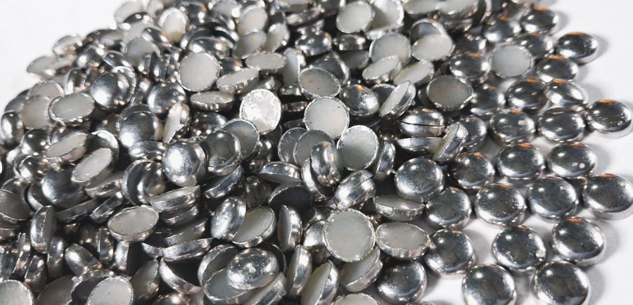 Hotfix zinc alloy convex studs - round - Silver 8 mm