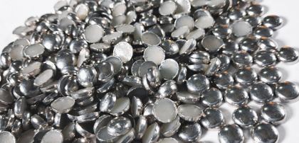 Hotfix zinc alloy convex studs - round - Silver 8 mm