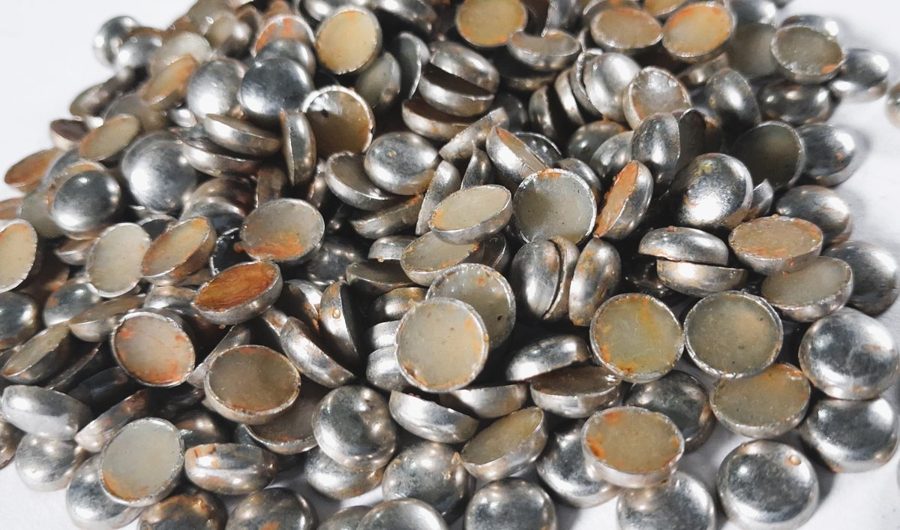 Hotfix zinc alloy convex studs - round - Matte Silver 8 mm