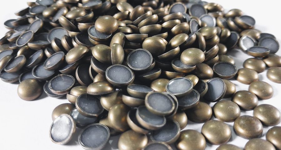 Hotfix zinc alloy convex studs - round - Gold 8 mm