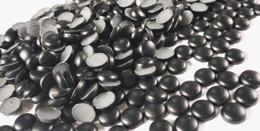 Hotfix zinc alloy convex studs - round - Matte Black 8 mm