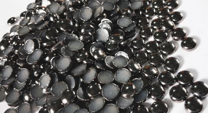 Hotfix zinc alloy convex studs - round - Hematite 8 mm