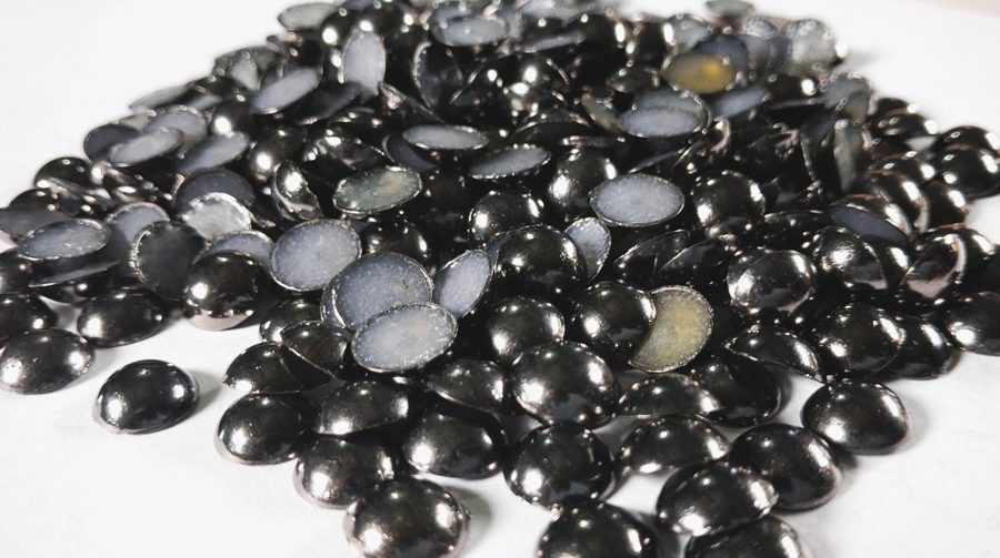 Hotfix zinc alloy convex studs - round - Hematite 10 mm