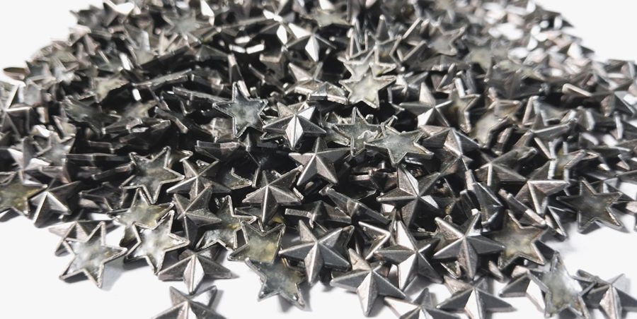 Hotfix zinc alloy convex studs - star - Antique Silver 9 mm