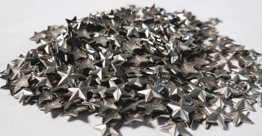 Hotfix zinc alloy convex studs - star - Matte Silver 9 mm