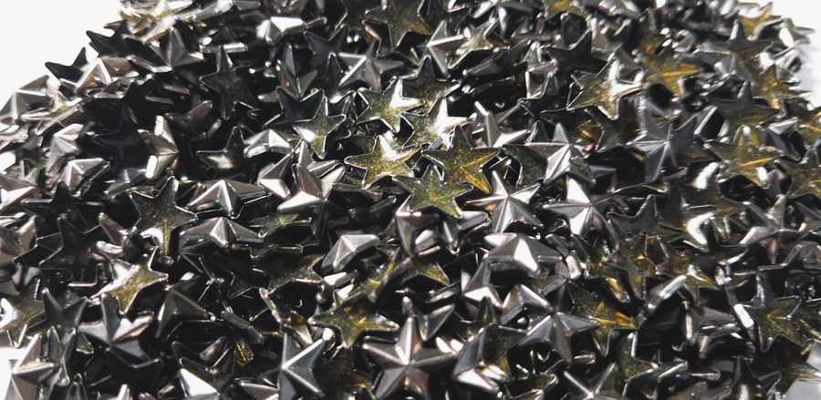 Hotfix zinc alloy convex studs - star - Hematite 9 mm