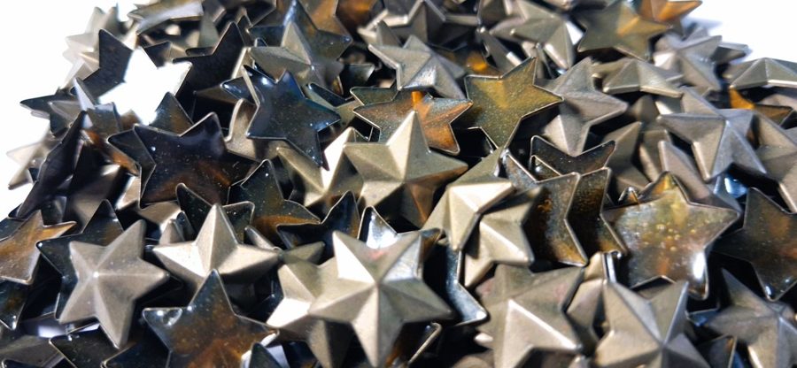 Hotfix zinc alloy convex studs - star - Antique Gold 13 mm