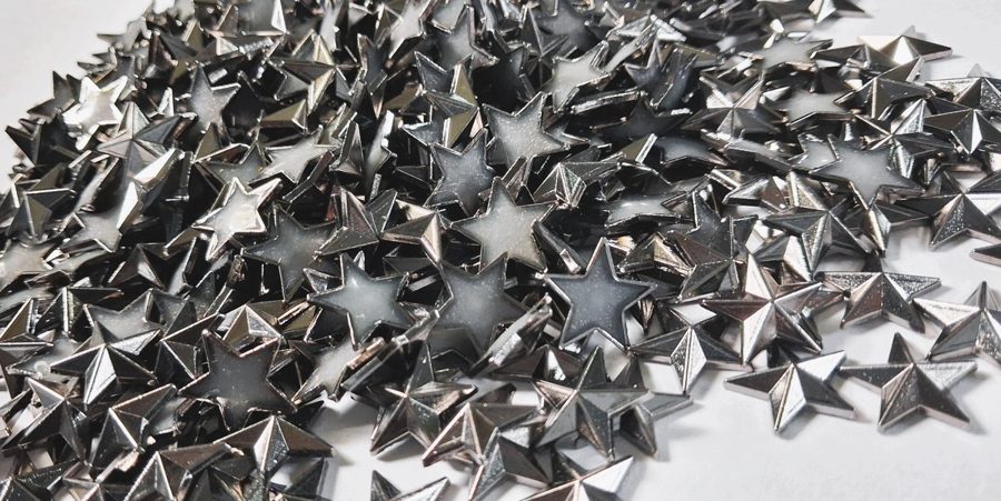 Hotfix zinc alloy convex studs - star - Hematite 13 mm