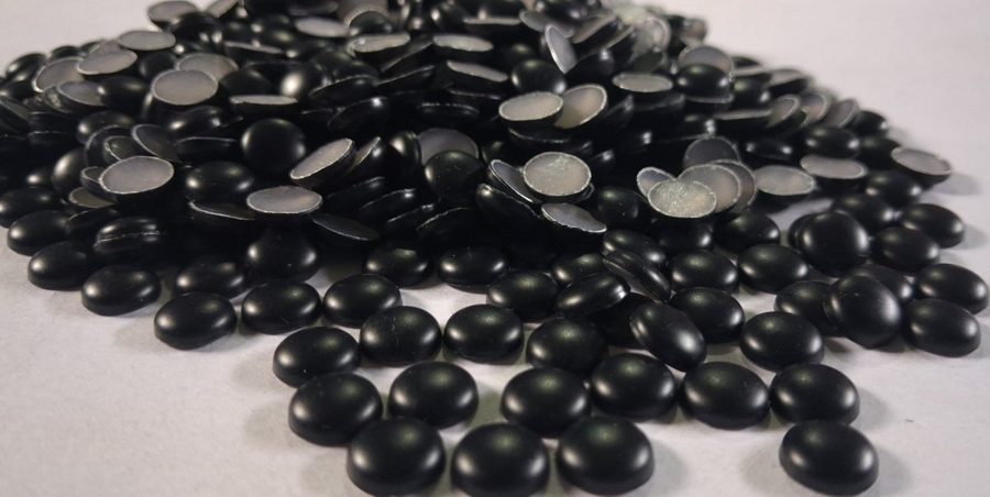Hotfix aluminium convex studs - round - Matte Black 8 mm