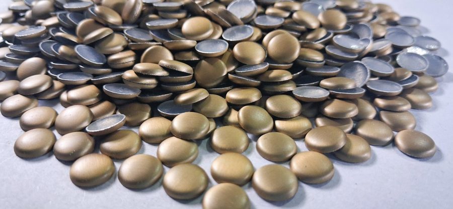 Hotfix aluminium convex studs - round - Gold 8 mm