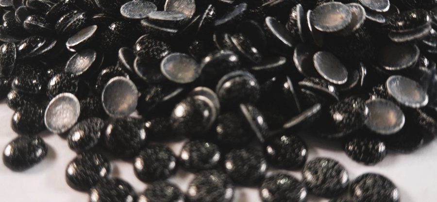 Hotfix aluminium convex studs - round - Black With Spray 6 mm