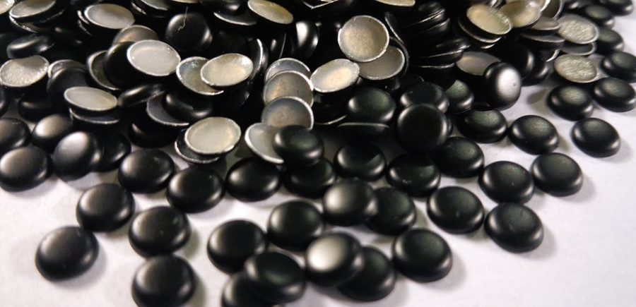 Hotfix aluminium convex studs - round - Matte Black 6 mm