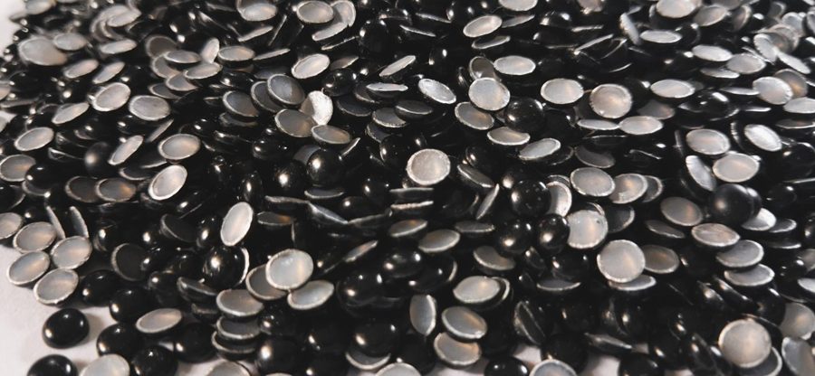 Hotfix aluminium convex studs - round - Matte Black 4 mm