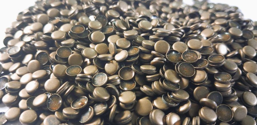 Hotfix copper convex studs - round - Antique Gold 4 mm