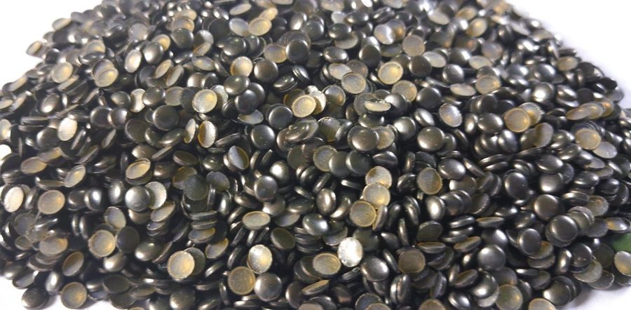 Hotfix copper convex studs - round - Gray 4 mm