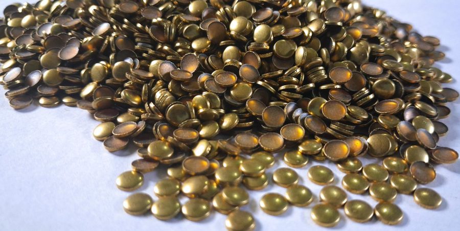 Hotfix copper convex studs - round - Gold 5 mm