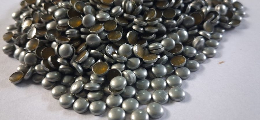 Hotfix copper convex studs - round - Matte Silver 5 mm